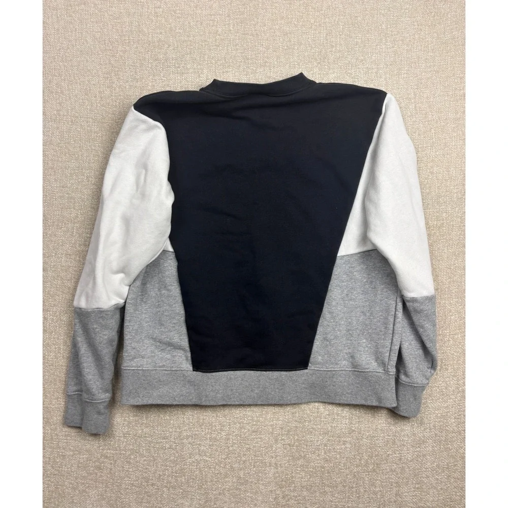 Nike Mens Colorblock Swoosh Logo Crewneck Sweatshirt Black White Grey Small